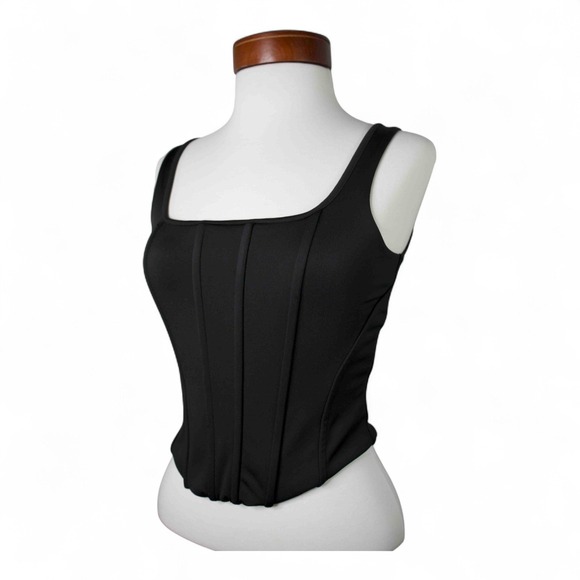 Express -‎ Black Corset Tank Top - XS Body Contour Y2K Edgy Grunge Streetwear - Picture 2 of 10